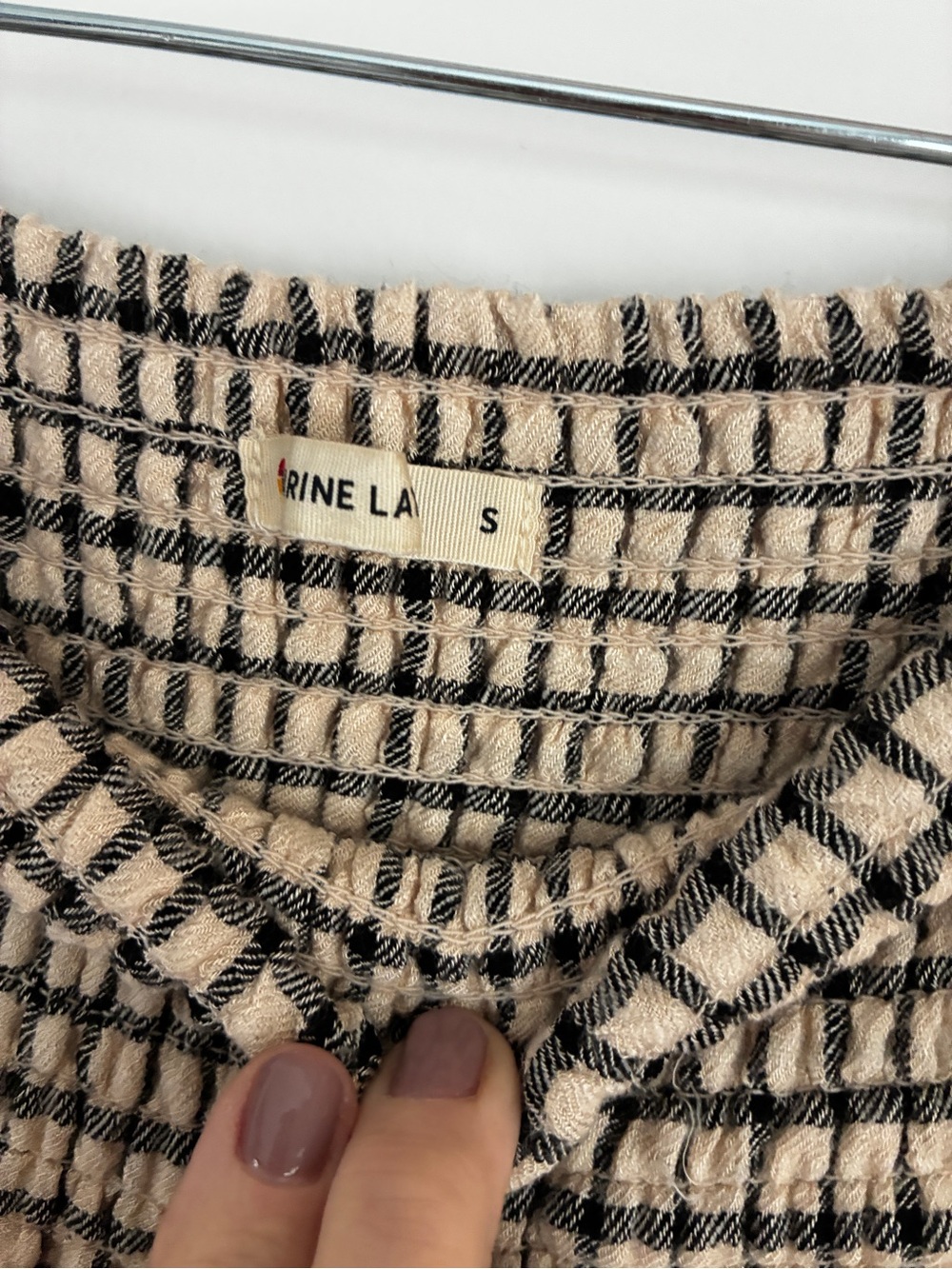 Marine Layer Beige and Black Checked Tiered Maxi Skirt - Picture 2 of 2